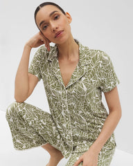 Piped Short Sleeve Notch Collar Pajama Top - Soma