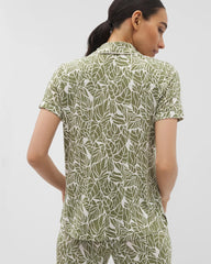 Piped Short Sleeve Notch Collar Pajama Top - Soma
