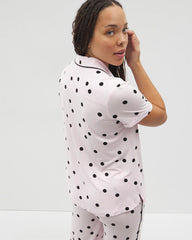 Piped Short Sleeve Notch Collar Pajama Top - Soma