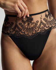 Tattoo Lace Embroidered High Waist Thong Panty - Soma