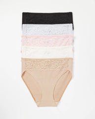Cotton Blend High-Leg Panty with Lace 5 Pack - Soma