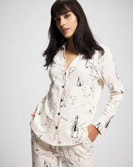 Long-Sleeve Notch Collar Pajama Top - Soma