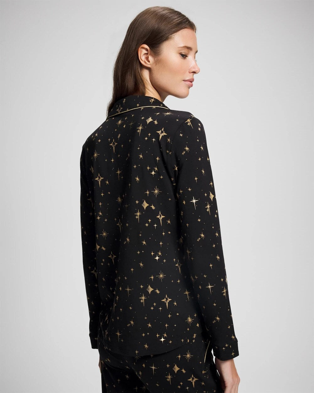 Long-Sleeve Notch Collar Pajama Top - Soma