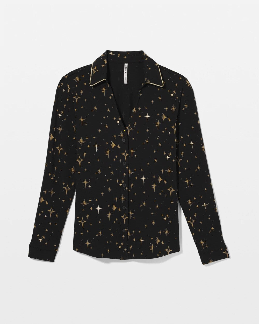 Long-Sleeve Notch Collar Pajama Top - Soma