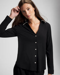 Long-Sleeve Notch Collar Pajama Top - Soma