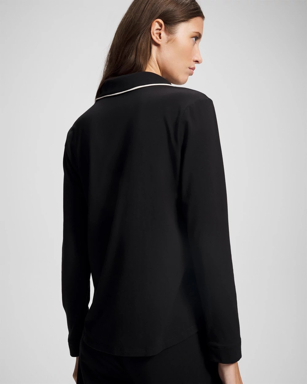 Long-Sleeve Notch Collar Pajama Top - Soma
