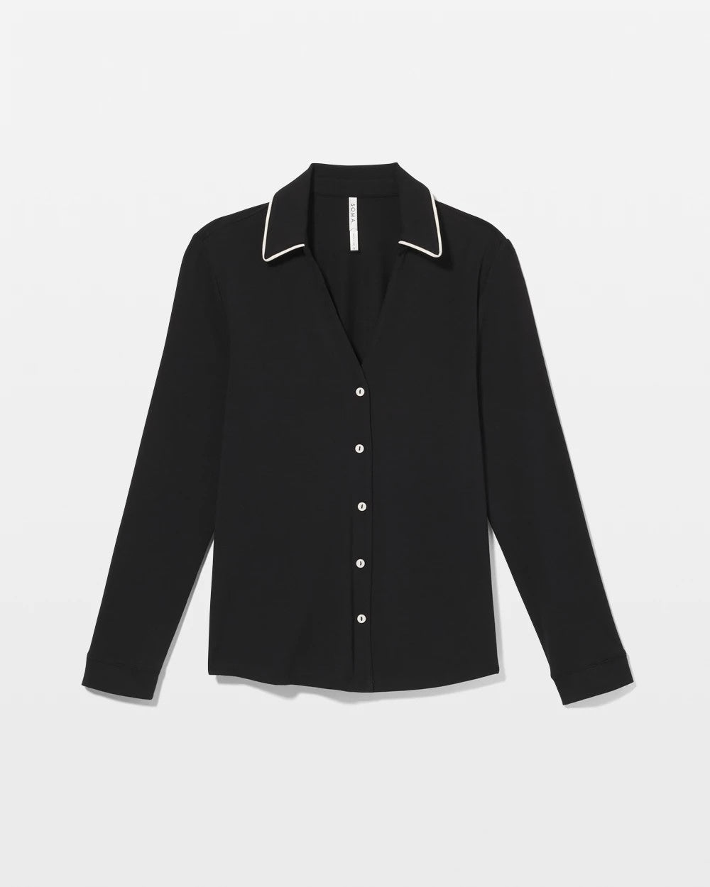 Long-Sleeve Notch Collar Pajama Top - Soma
