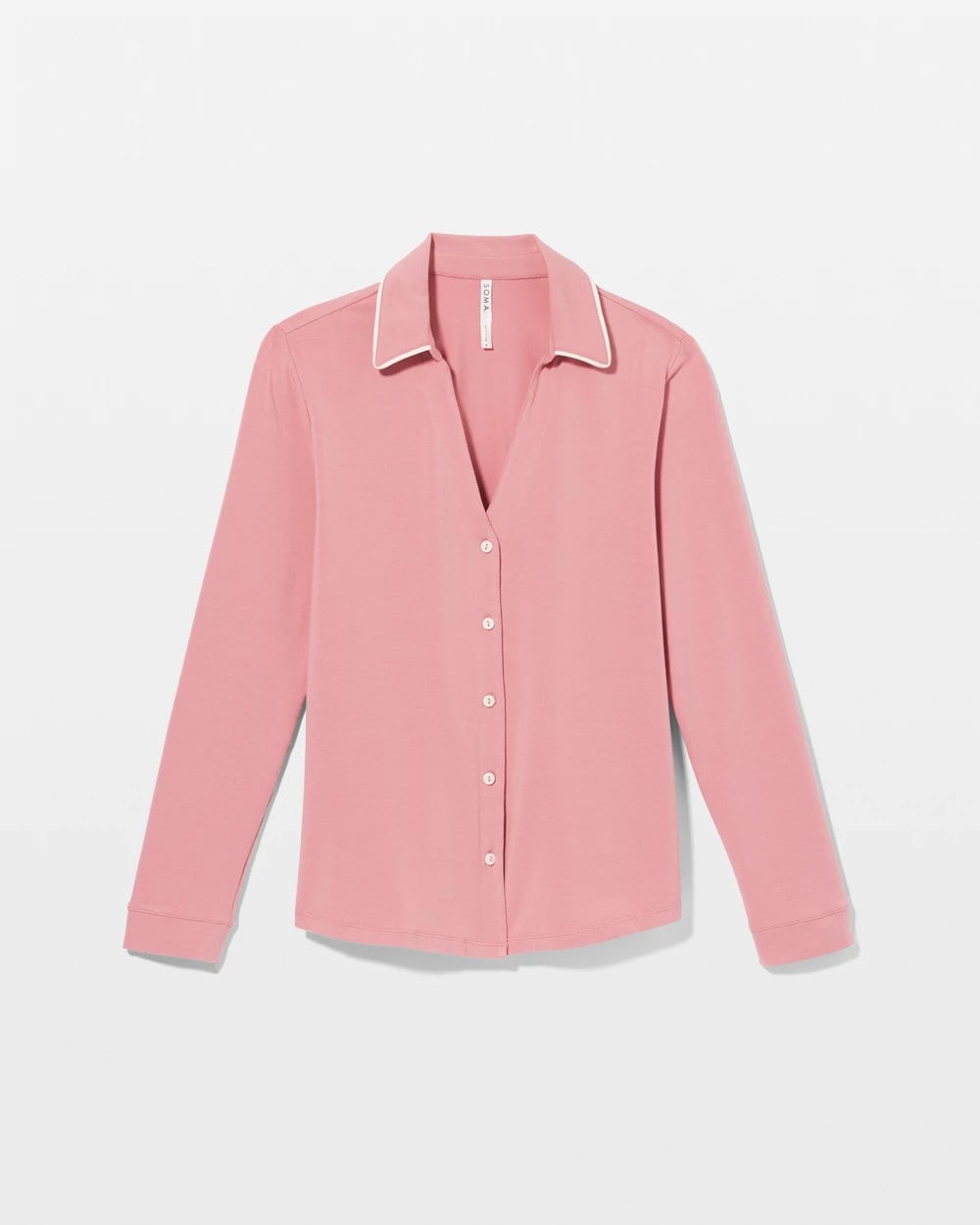 Long-Sleeve Notch Collar Pajama Top - Soma