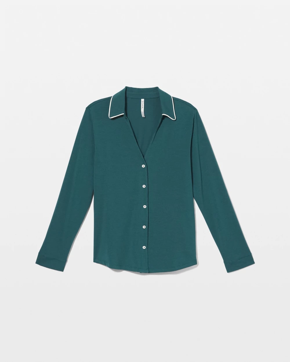 Long-Sleeve Notch Collar Pajama Top - Soma