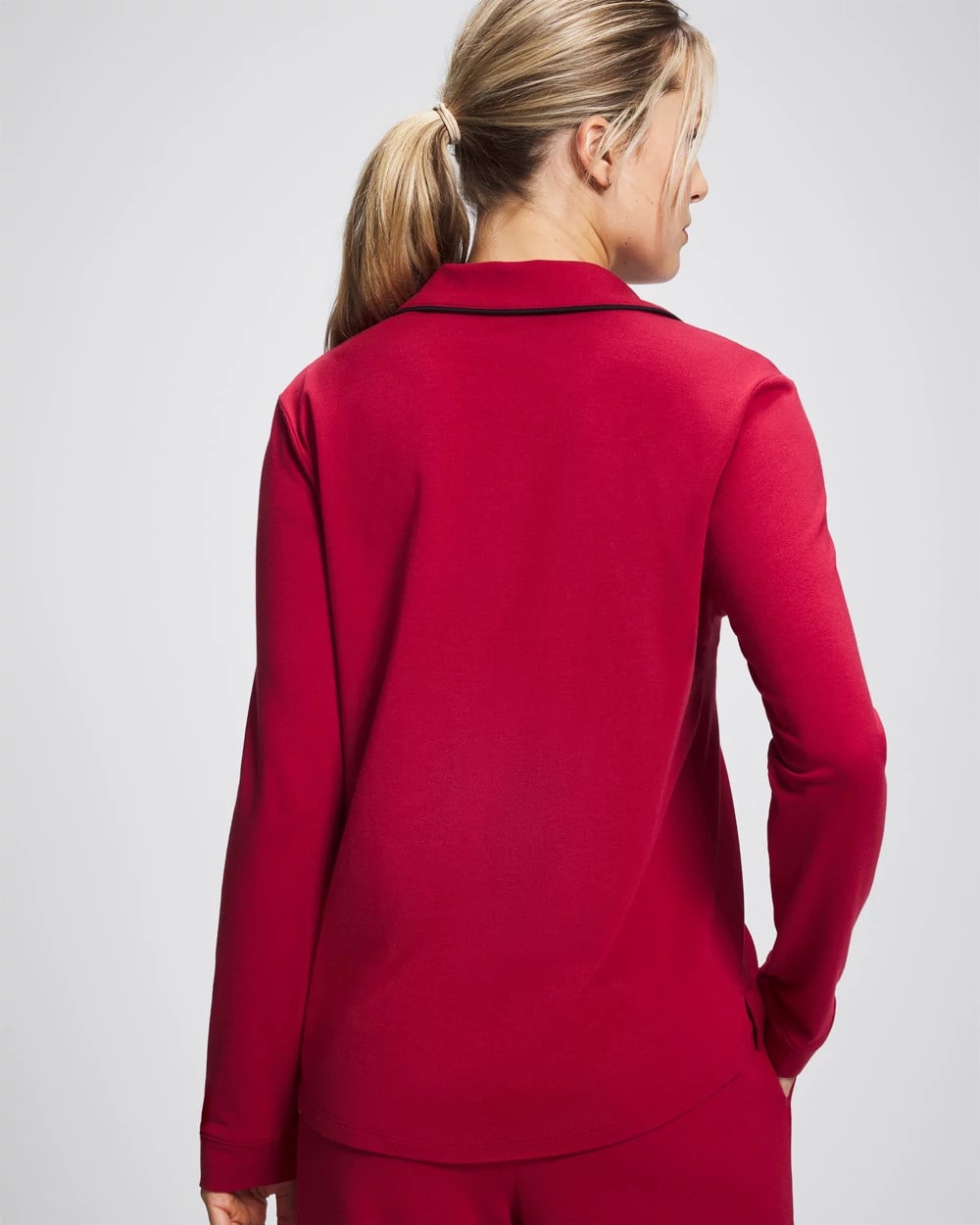 Long-Sleeve Notch Collar Pajama Top - Soma