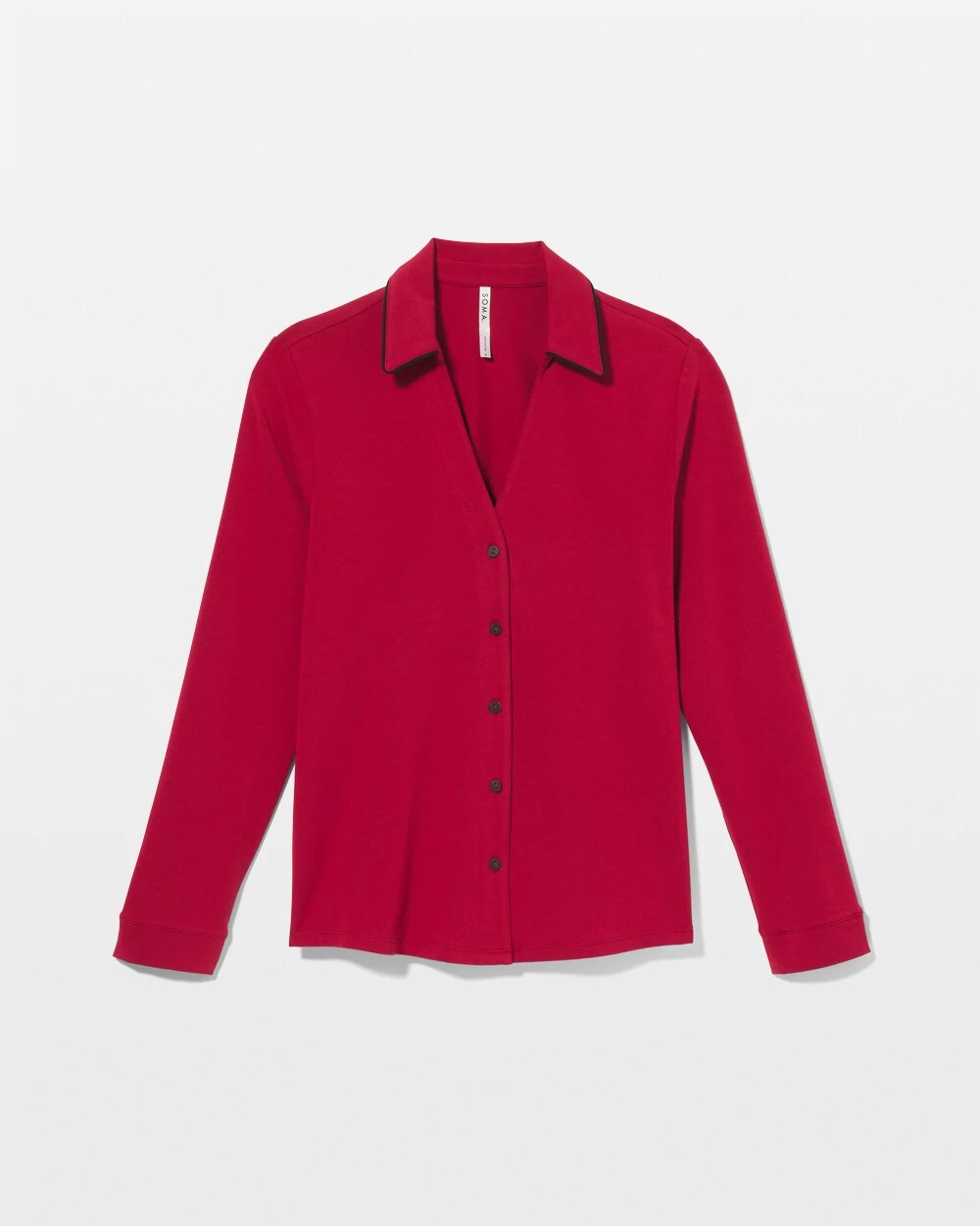 Long-Sleeve Notch Collar Pajama Top - Soma