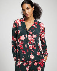 Cool Nights Long Sleeve Notch Collar with Piped Placket Pajama Top - Soma