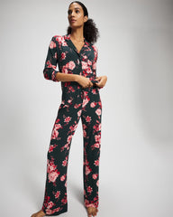 Cool Nights Long Sleeve Notch Collar with Piped Placket Pajama Top - Soma