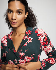 Cool Nights Long Sleeve Notch Collar with Piped Placket Pajama Top - Soma
