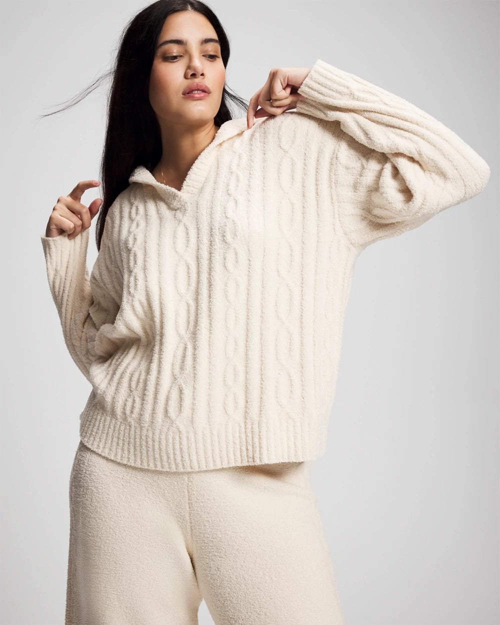 Cable Knit Plush Hoodie - Soma