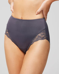 Tummy High-Waist Brief Panty with Lace - Soma