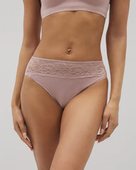 Cotton Blend High-Leg Panty with Lace - Soma
