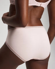 Cotton High-Leg Brief Panty with Lace Trim - Soma