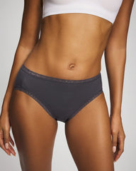 Cotton High-Leg Brief Panty with Lace Trim - Soma