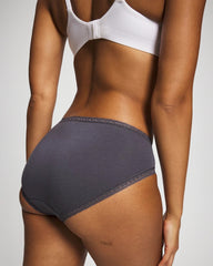 Cotton High-Leg Brief Panty with Lace Trim - Soma