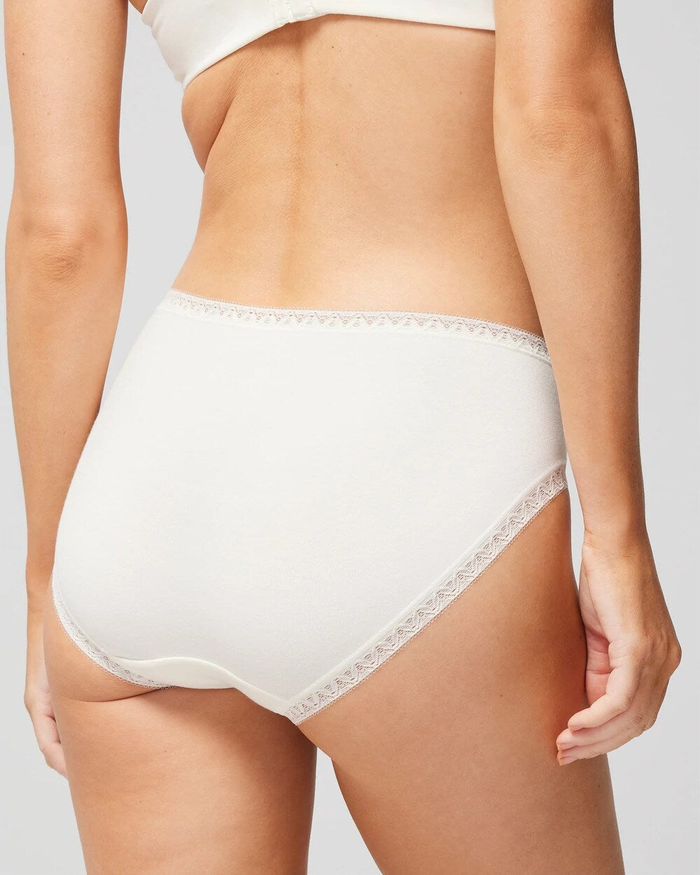 Cotton High-Leg Brief Panty with Lace Trim - Soma