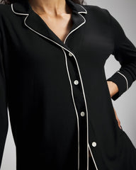Long-Sleeve Notch Collar Pajama Top - Soma