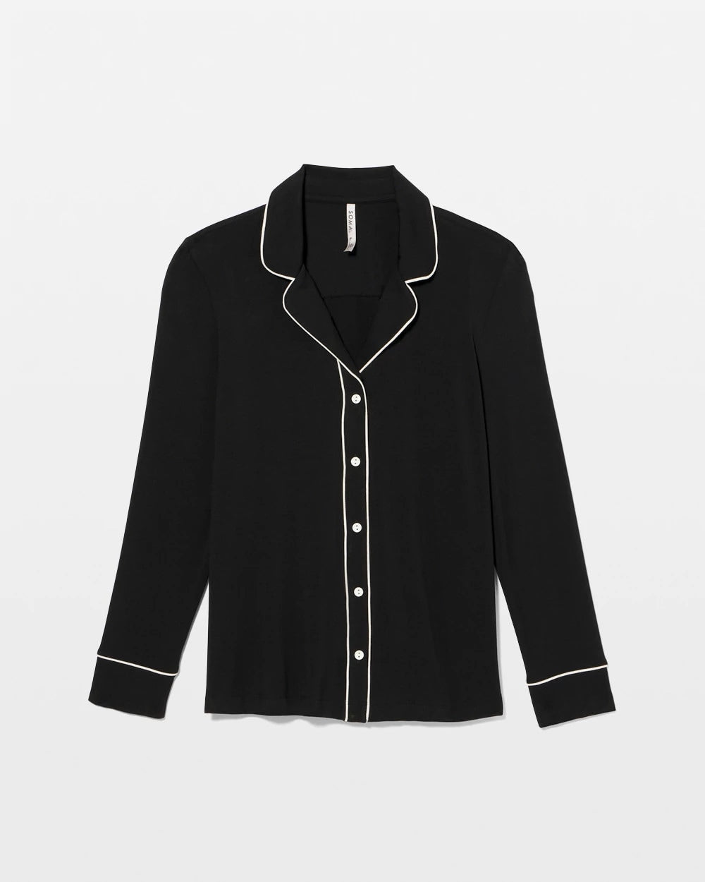 Long-Sleeve Notch Collar Pajama Top - Soma