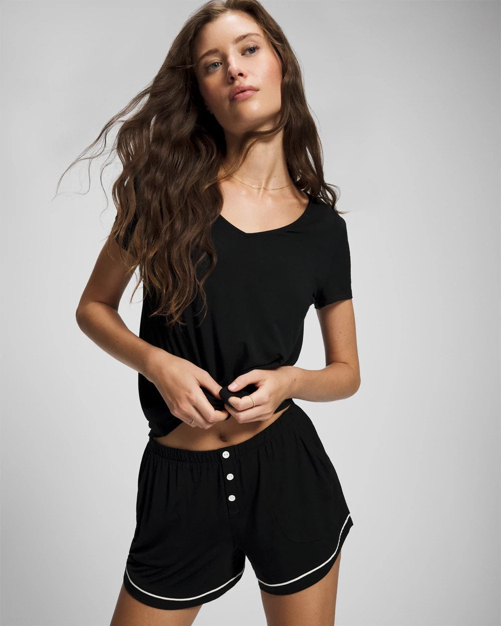 Solid Piped Pajama Shorts - Soma