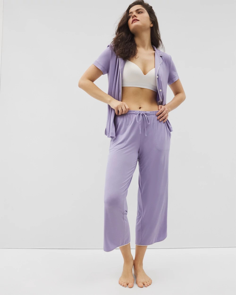 Solid Piped Crop Pajama Pant - Soma