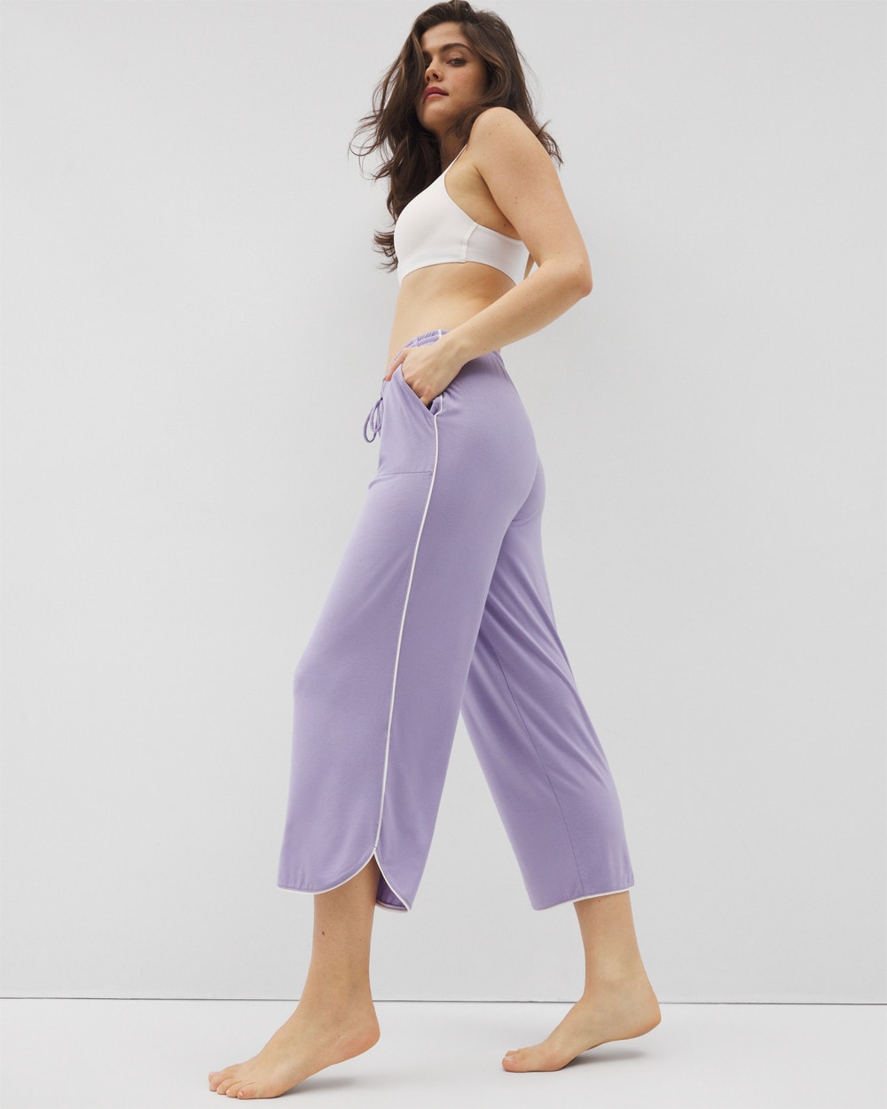 Solid Piped Crop Pajama Pant - Soma