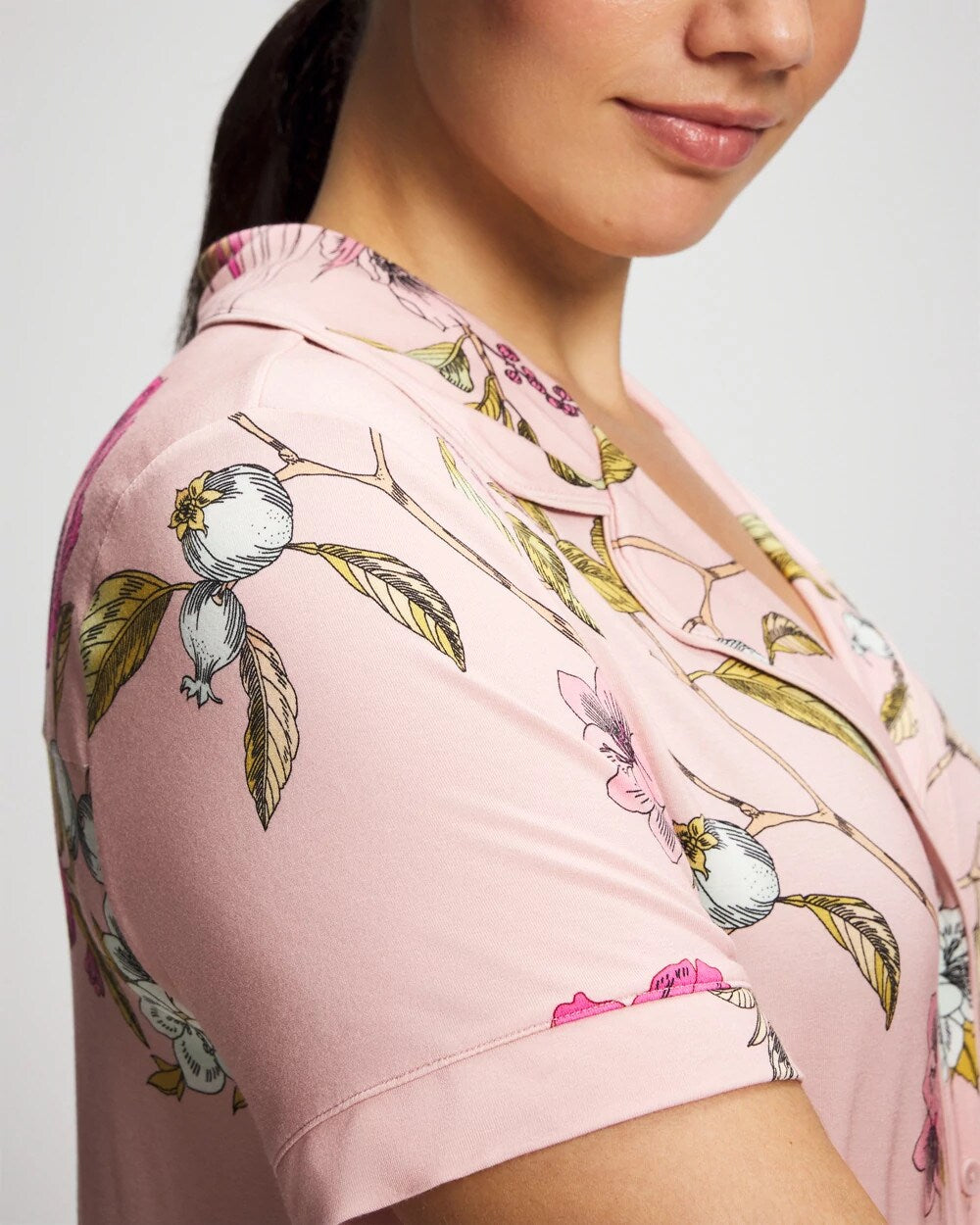 Printed Short Sleeve Notch Collar - Soma