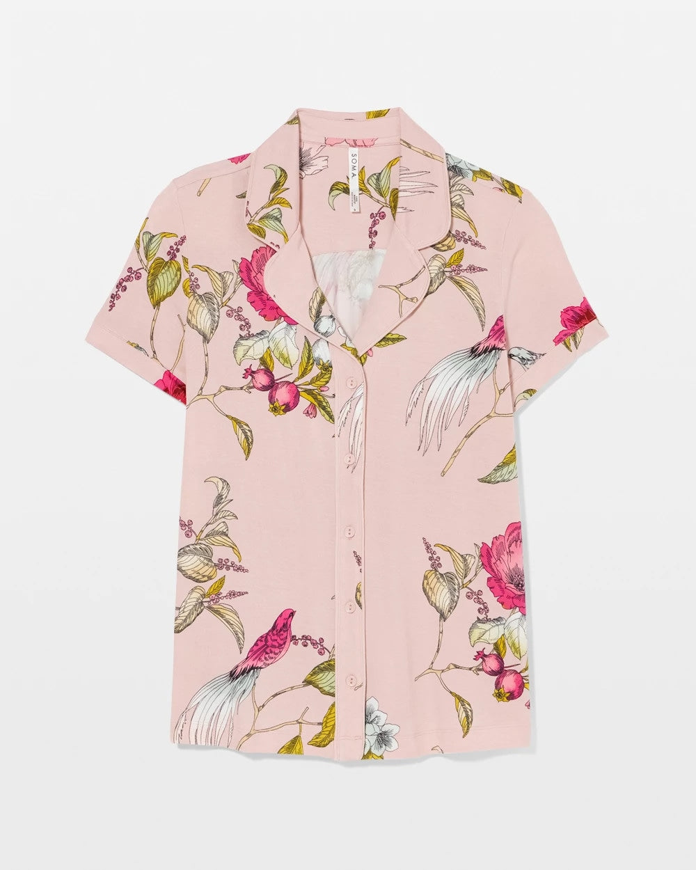 Printed Short Sleeve Notch Collar - Soma