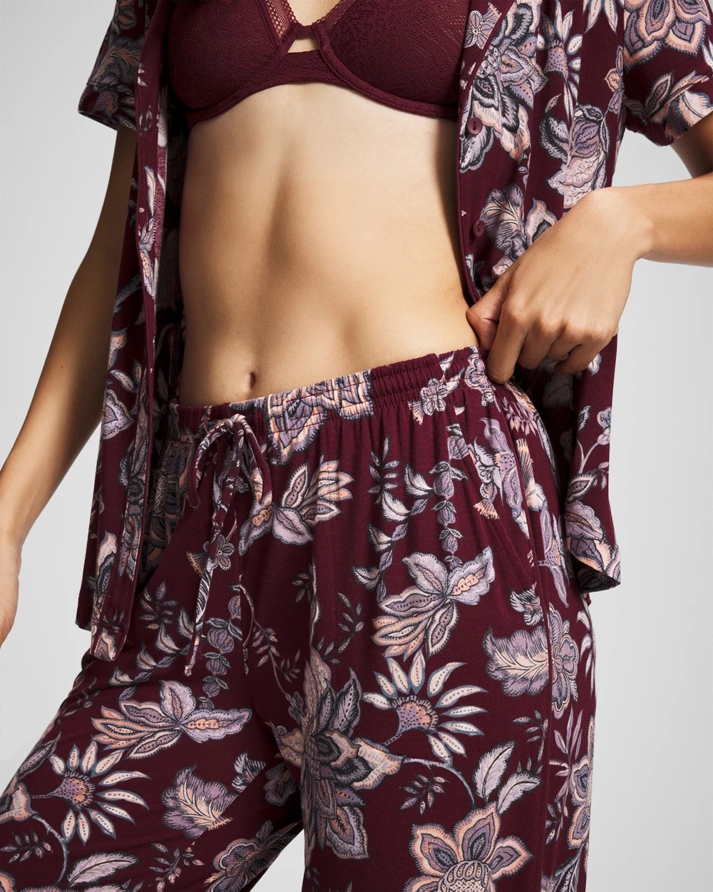 Piped Crop Pajama Pants - Soma