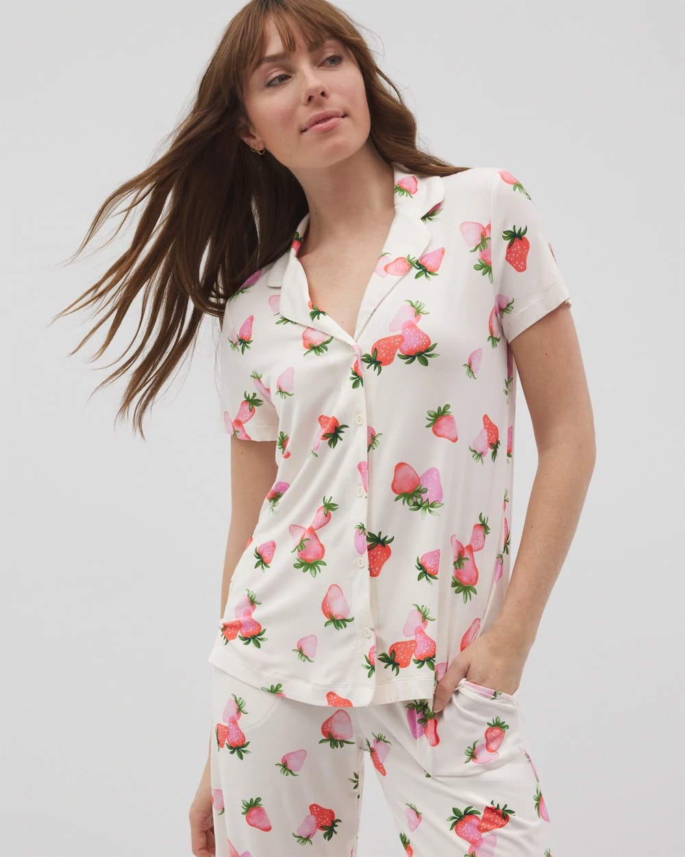 Short Sleeve Notch Collar Pajama Top - Soma