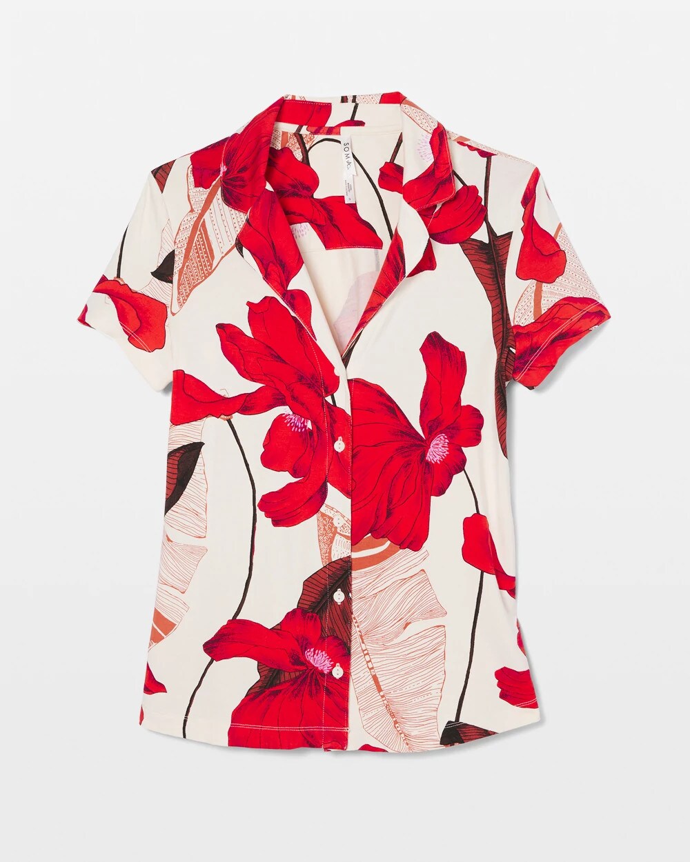 Short Sleeve Notch Collar Pajama Top - Soma