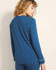 Piped Long-Sleeve Notch Pajama Top - Soma