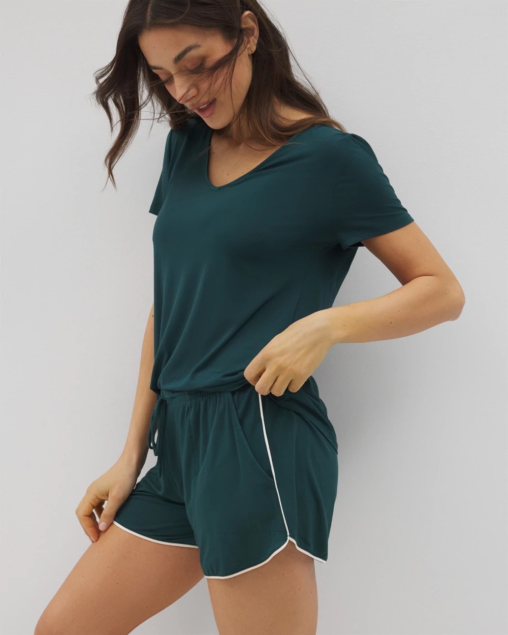 Solid Piped Pajama Shorts - Soma