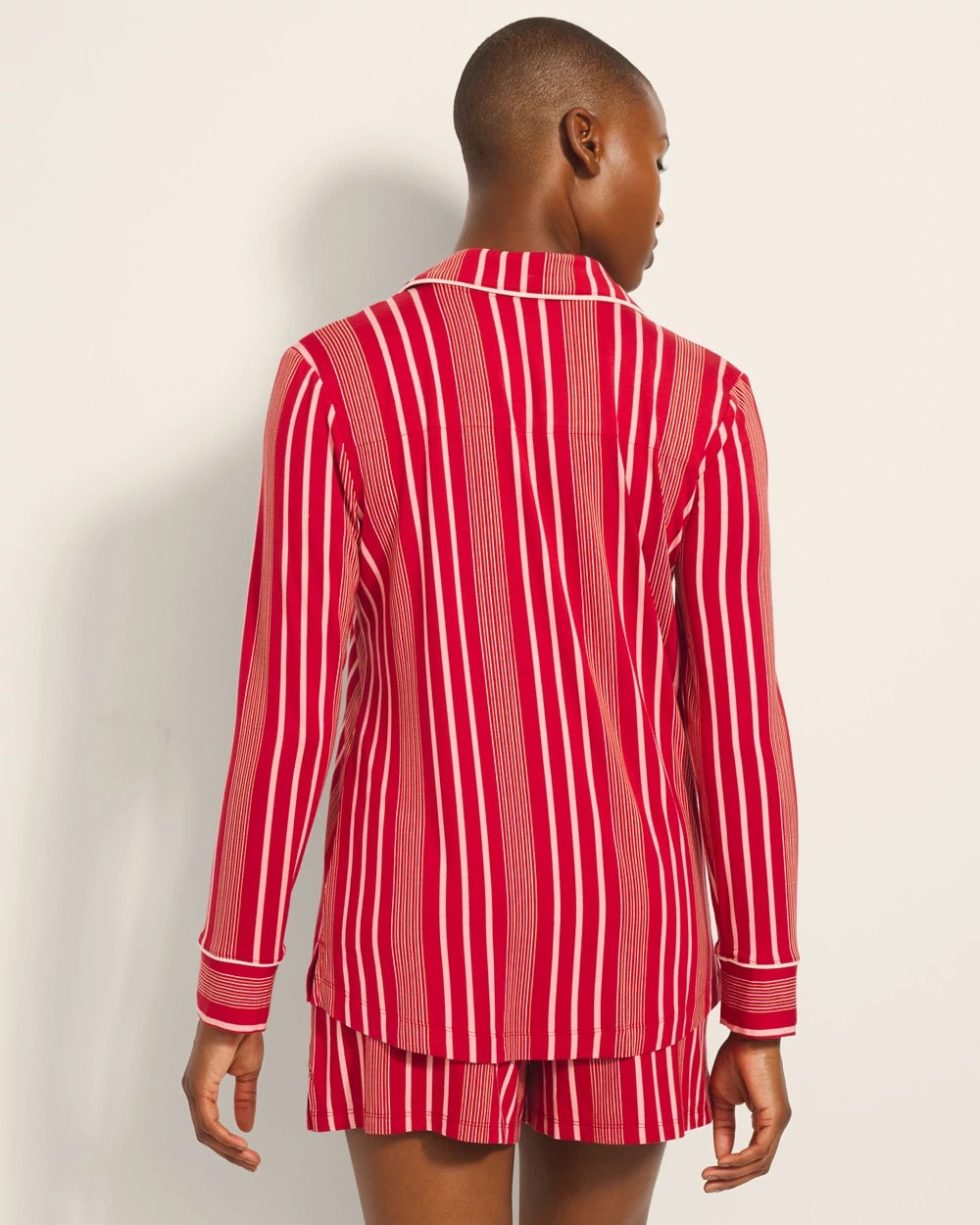 Long-Sleeve Printed Notch Collar Pajama Top - Soma
