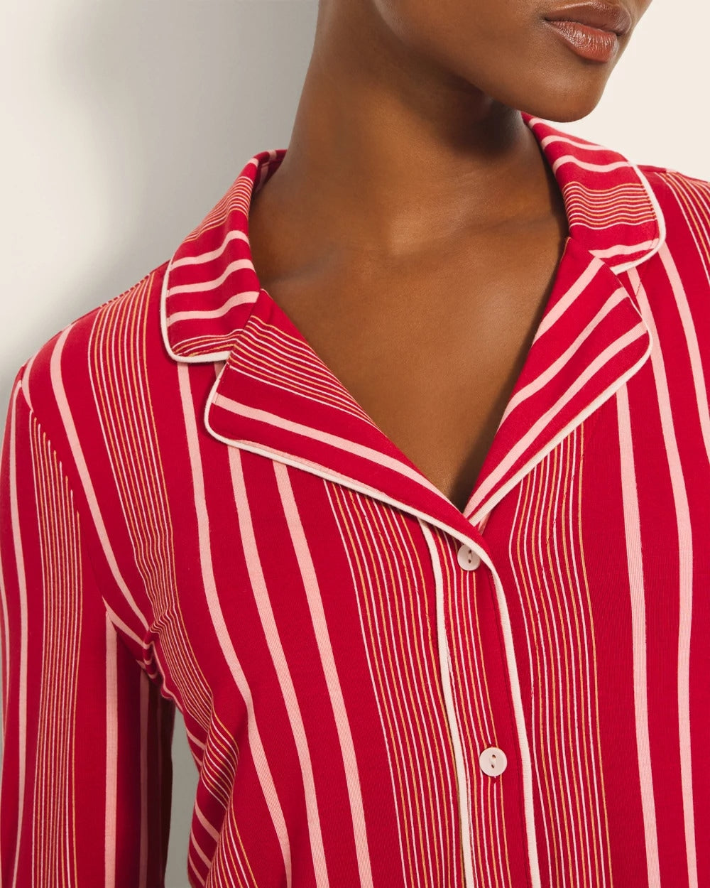 Long-Sleeve Printed Notch Collar Pajama Top - Soma