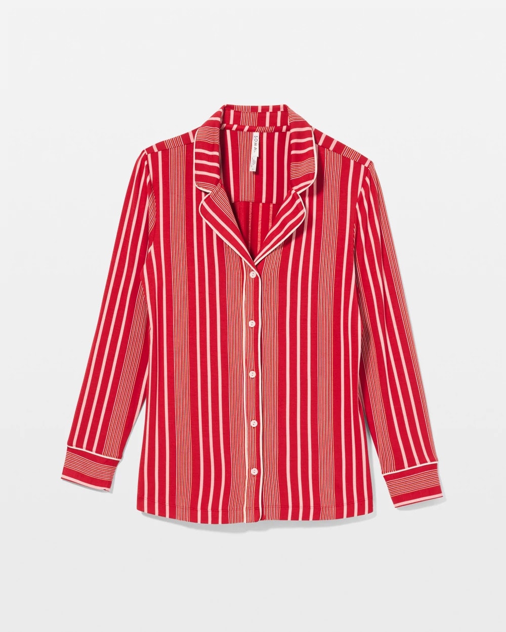 Long-Sleeve Printed Notch Collar Pajama Top - Soma