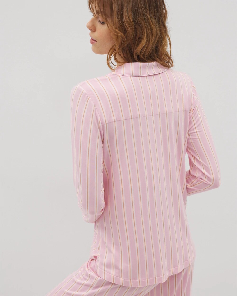 Long-Sleeve Printed Notch Collar Pajama Top - Soma