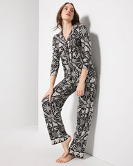 Long-Sleeve Printed Notch Collar Pajama Top - Soma