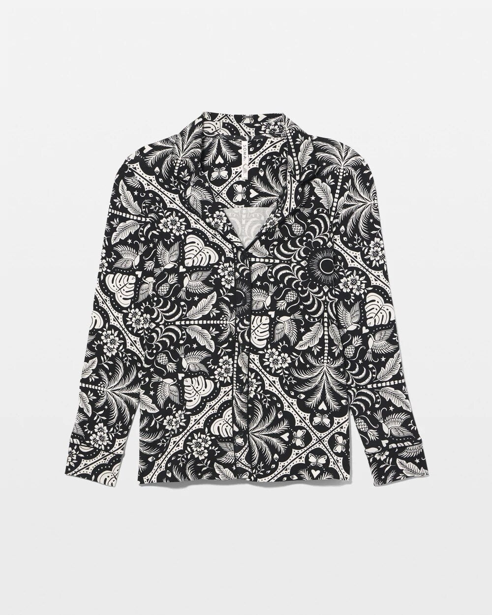 Long-Sleeve Printed Notch Collar Pajama Top - Soma