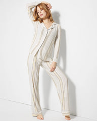 Long-Sleeve Printed Notch Collar Pajama Top - Soma