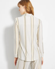 Long-Sleeve Printed Notch Collar Pajama Top - Soma