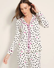 Long-Sleeve Printed Notch Collar Pajama Top - Soma