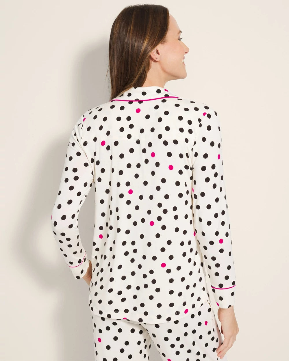 Long-Sleeve Printed Notch Collar Pajama Top - Soma