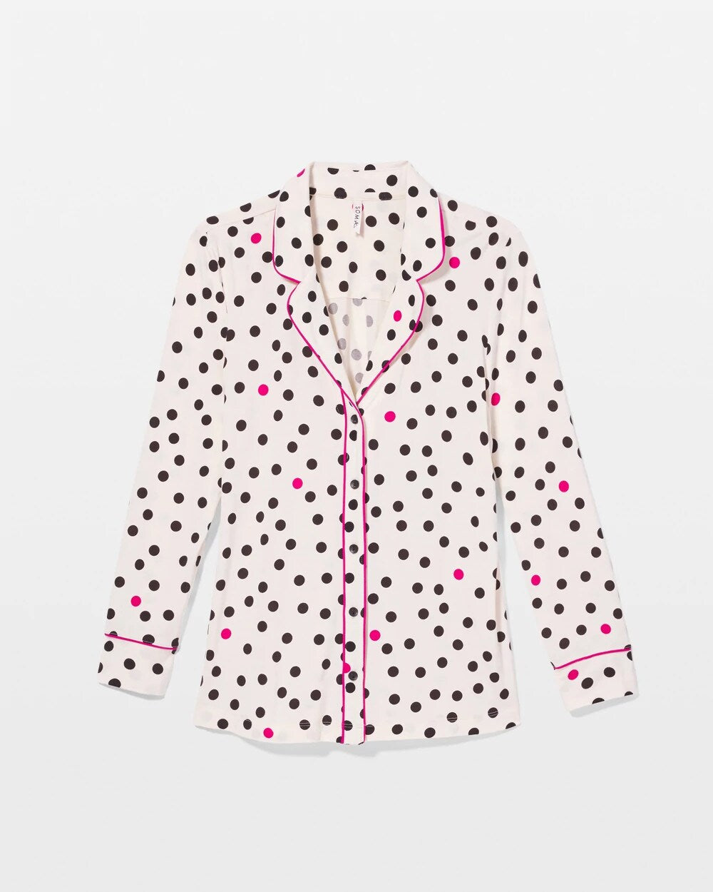 Long-Sleeve Printed Notch Collar Pajama Top - Soma