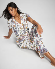 Piped Short Sleeve Notch Collar Pajama Top - Soma
