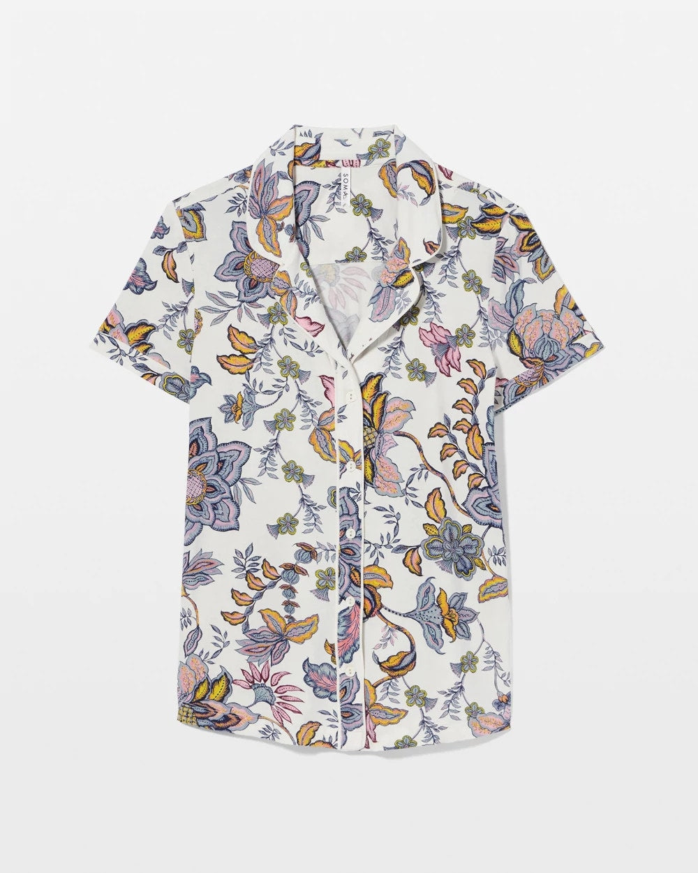 Piped Short Sleeve Notch Collar Pajama Top - Soma